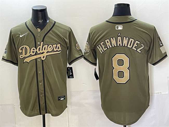 Mens Los Angeles Dodgers #8 Enrique Hernandez Olive 2026 Armed Forces Day Stitched Jersey Dzhi