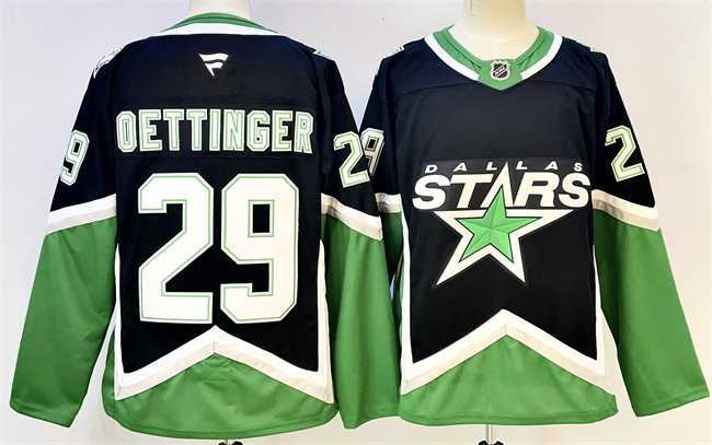 Mens Dallas Stars #29 Jake Oettinger Black 2025-26 Alternate Stitched Jersey