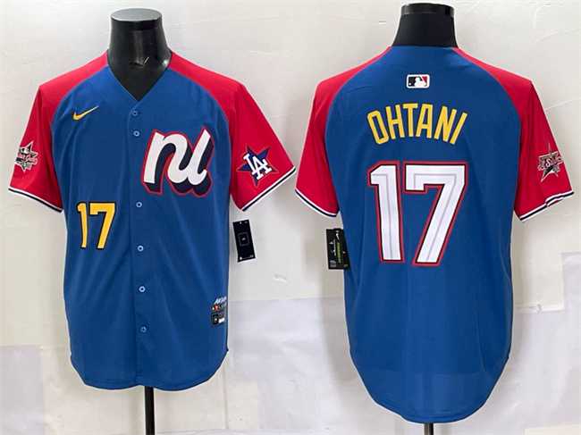 Mens National League #17 Shohei Ohtani Blue Red Alternate 2025 All-Star Edition Limited Stitched Jersey