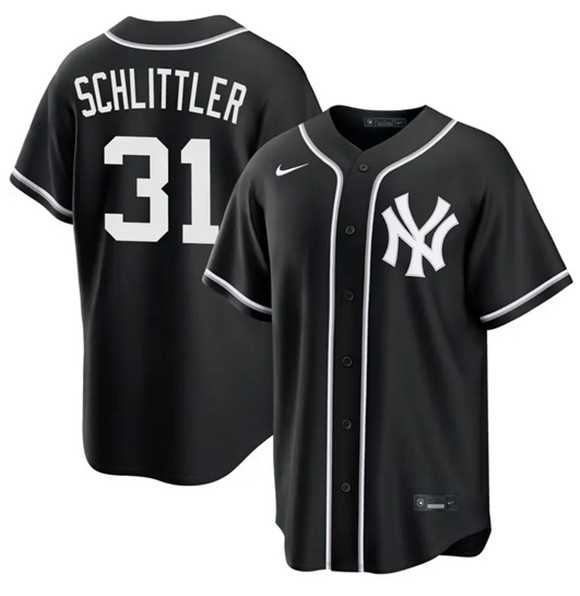 Mens New York Yankees #31 Cam Schlittler 2026 Fashion Replica Black Out Stitched Jersey Dzhi