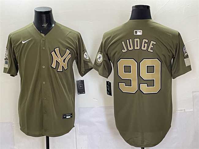 Mens New York Yankees #99 Aaron Judge Olive 2026 Armed Forces Day Stitched Jersey Dzhi