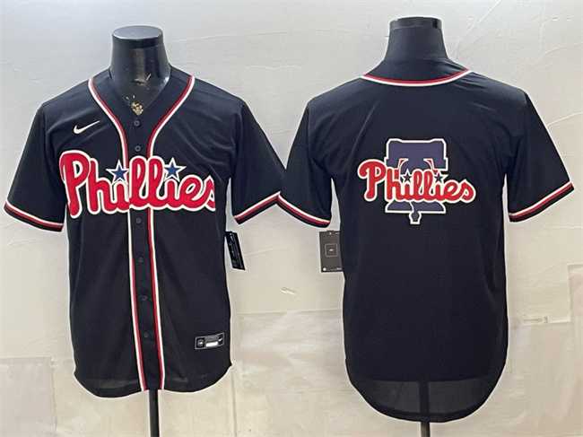 Mens Philadelphia Phillies Team Big Logo 2026 Fashion Replica Black Out Stitched Jersey Dzhi