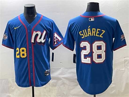 Mens National League #28 Eugenio Suarez Blue 2025 All-Star Edition Limited Stitched Jersey