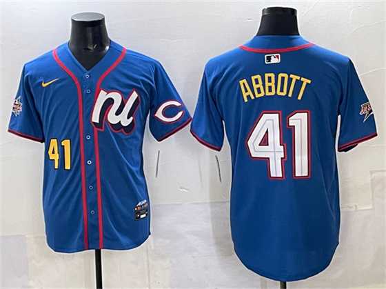 Mens National League #41 Andrew Abbott Blue 2025 All-Star Edition Limited Stitched Jersey