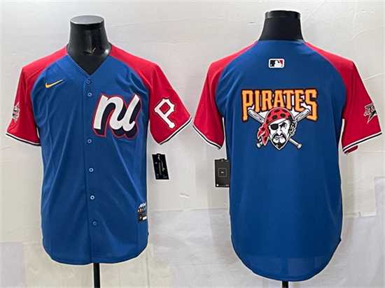 Mens National League Pittsburgh Pirates Team Big Logo Blue Red Alternate 2025 All-Star Edition Limited Stitched Jersey