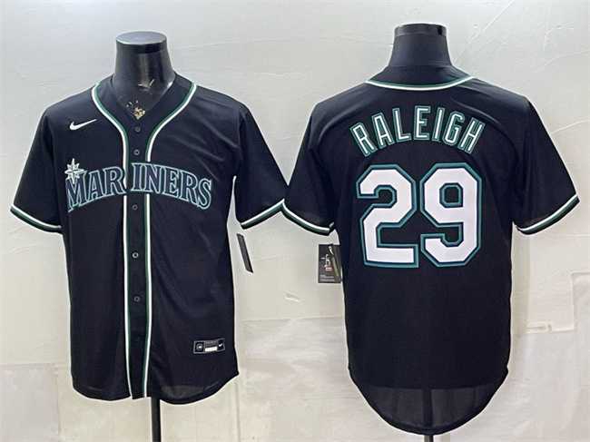 Mens Seattle Mariners #29 Cal Raleigh 2026 Fashion Replica Black Out Stitched Jersey