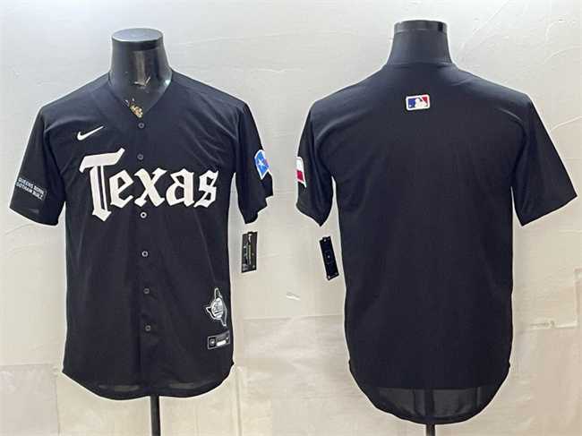 Mens Texas Rangers Blank Black Gothic Mexico 2025 Vapor Premier Limited Stitched Jersey Dzhi