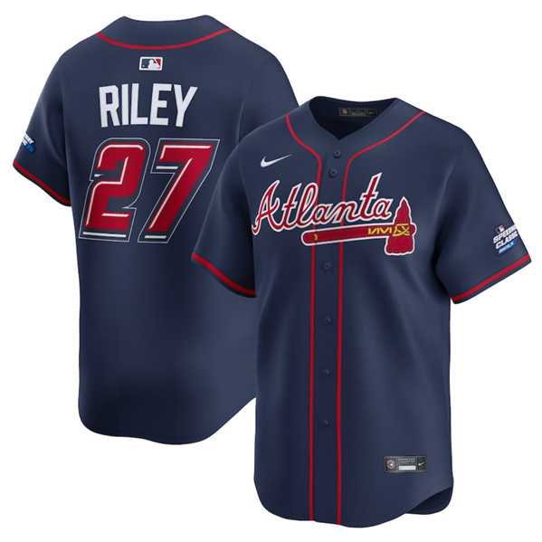 Mens Atlanta Braves #27 Austin Riley Navy 2025 Speedway Classic Alternate Limited Stitched Jersey Dzhi