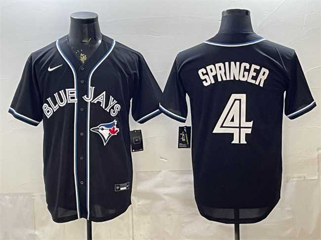 Mens Toronto Blue Jays #4 George Springer 2026 Fashion Replica Black Out Stitched Jersey