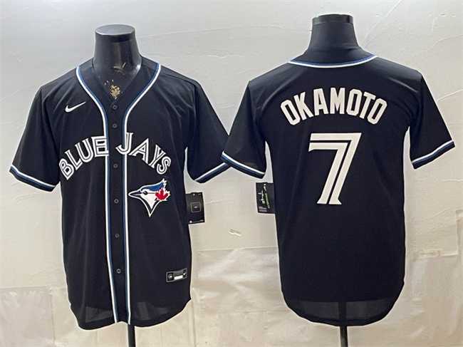 Mens Toronto Blue Jays #7 Kazuma Okamoto 2026 Fashion Replica Black Out Stitched Jersey