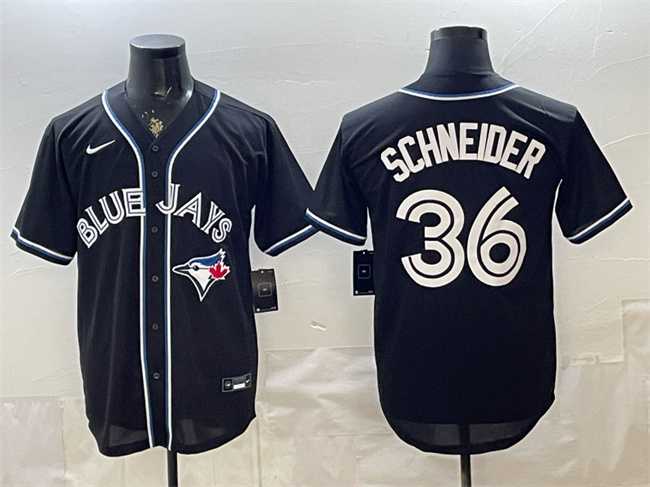 Mens Toronto Blue Jays #36 Davis Schneider 2026 Fashion Replica Black Out Stitched Jersey