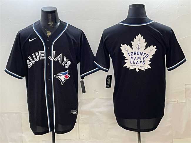 Mens Toronto Blue Jays & Leafs With White Leafs Logo 2026 Fashion Replica Black Out Stitched Jersey Dzhi