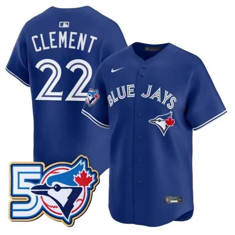 Mens Toronto Blue Jays #27 Vladimir Guerrero Jr. Royal 50th Anniversary Alternate Limited Jersey Dzhi