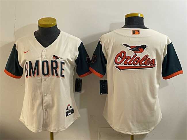 Womens Baltimore Orioles Team Big Logo Natural 2026 City Connect Stadium Stitched Jersey Dzhi