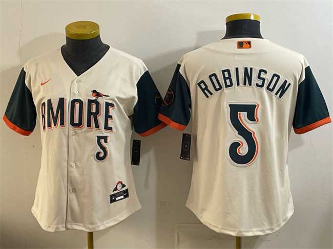 Womens Baltimore Orioles #5 Brooks Robinson Natural 2026 City Connect Stadium Stitched Jersey