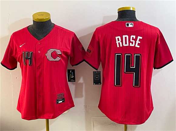 Womens Cincinnati Reds #14 Pete Rose Red 2026 City Connect Stadium Stitched Jersey