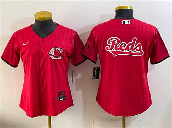 Womens Cincinnati Reds Team Big Logo Red 2026 City Connect Stadium Stitched Jersey Dzhi