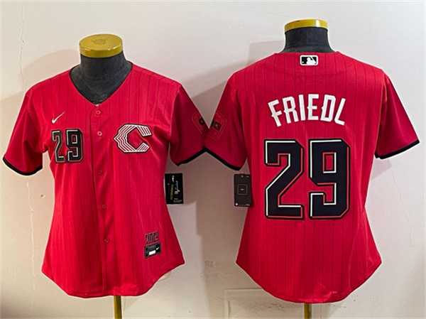 Womens Cincinnati Reds #29 TJ Friedl Red 2026 City Connect Stadium Stitched Jersey