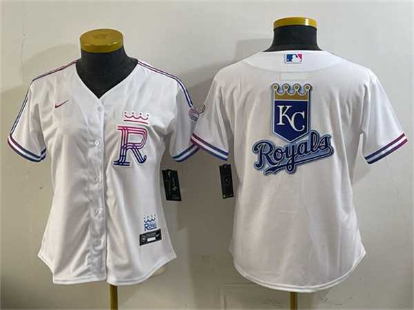 Womens Kansas City Royals Team Big Logo White 2026 City Connect Stadium Stitched Jersey Dzhi