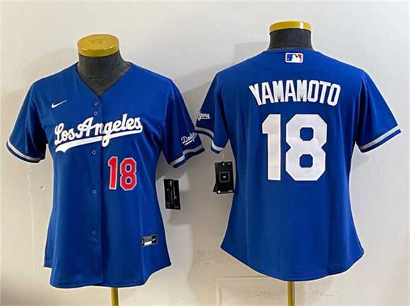 Womens Los Angeles Dodgers #18 Yoshinobu Yamamoto Royal Alternate Stadium Stitched Jersey
