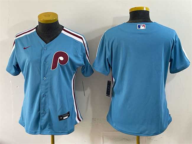 Womens Philadelphia Phillies Blank Blue Stitched Jersey