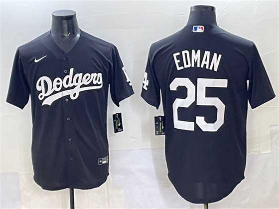 Mens Los Angeles Dodgers #25 Tommy Edman Black Stitched Jersey