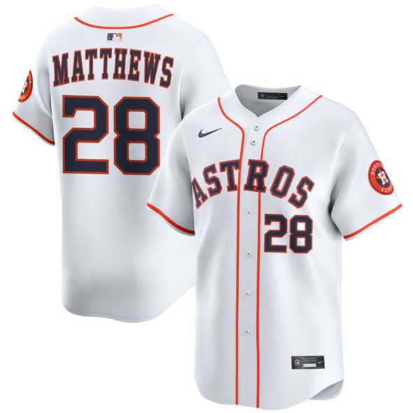 Mens Houston Astros #28 Brice Matthews White 2025 Home Limited Stitched Jersey Dzhi