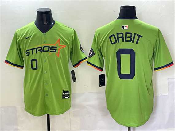 Mens Houston Astros #0 Orbit Green 2025 City Connect Limited Stitched Jersey