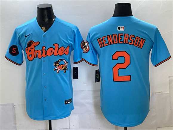 Mens Baltimore Orioles #2 Gunnar Henderson Blue With Patch Vapor Premier Limited Stitched Jersey Dzhi
