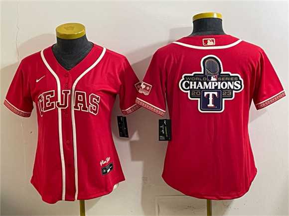 Womens Texas Rangers Team Big Logo Red 2026 City Connect Stadium Stitched Jersey Dzhi