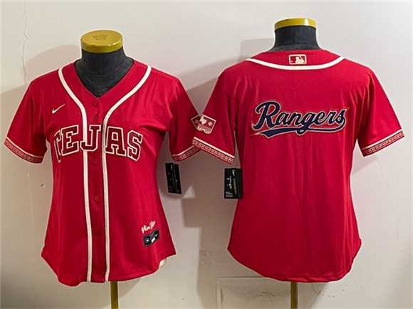 Womens Texas Rangers Team Big Logo Red 2026 City Connect Stadium Stitched Jersey Dzhi