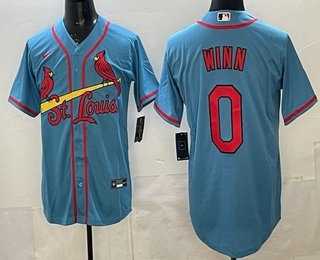 Mens St Louis Cardinals #0 Masyn Winn Blue Cool Base Jersey