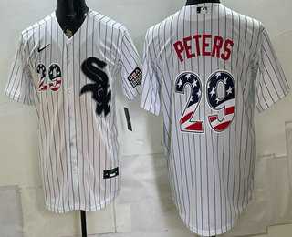 Mens Chicago White Sox #29 Tristan Peters White 2026 USA 250 Fourth of July Stitched Jersey Dzhi