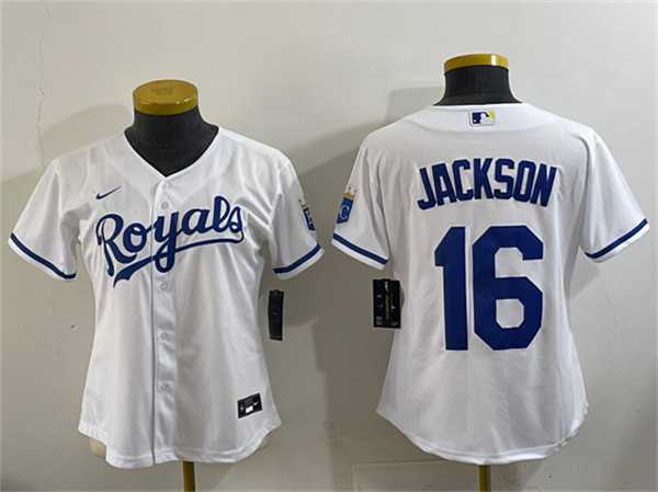 Womens Kansas City Royals #16 Bo Jackson White Cool Base Stitched Jersey