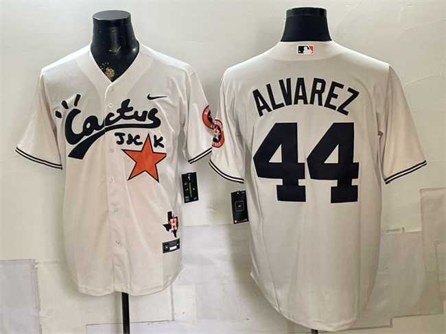 Mens Houston Astros #44 Yordan Alvarez Cream Cactus Jack Vapor Premier Limited Stitched Jersey Dzhi