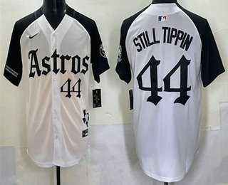 Mens Houston Astros #44 Still Tippin White Black Gothic Houston Born Barrio Raised Limited Stitched Jersey Dzhi
