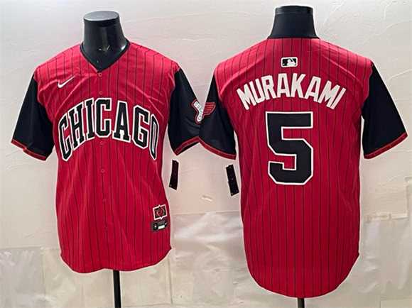 Mens Chicago White Sox #5 Munetaka Murakami Red Black 2025 City Connect Limited Stitched Jersey