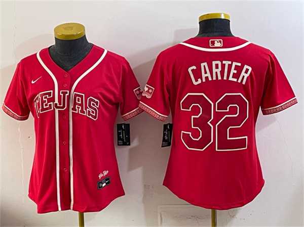 Youth Texas Rangers #32 Evan Carter Red 2026 City Connect Stadium Stitched Jersey