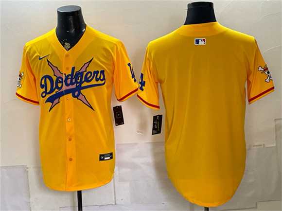 Mens Los Angeles Dodgers x One Piece Blank Yellow Vapor Premier Limited Stitched Jersey Dzhi