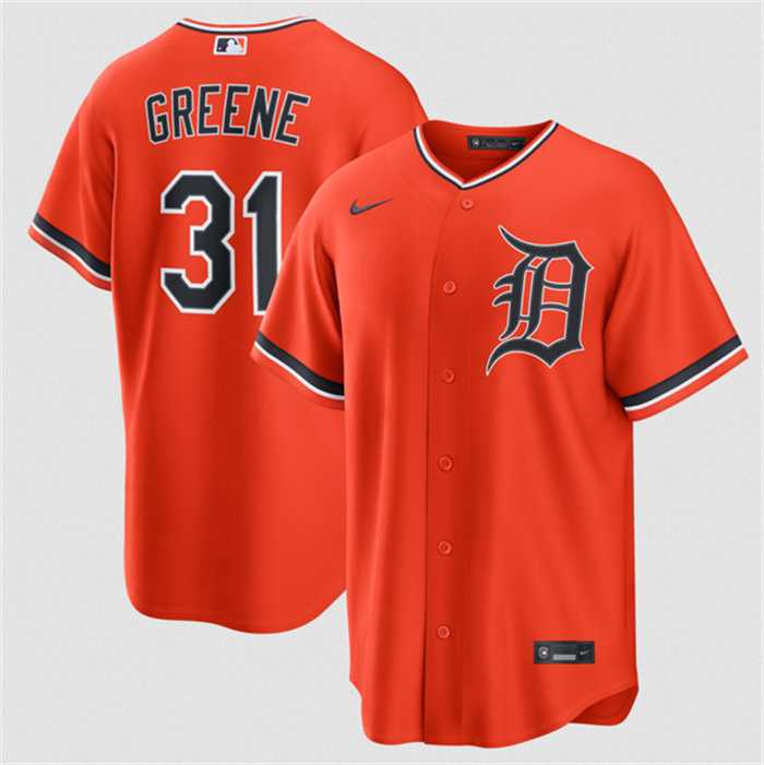 Mens Detroit Tigers #31 Riley Greene Orange Alternate Stitched Jersey Dzhi