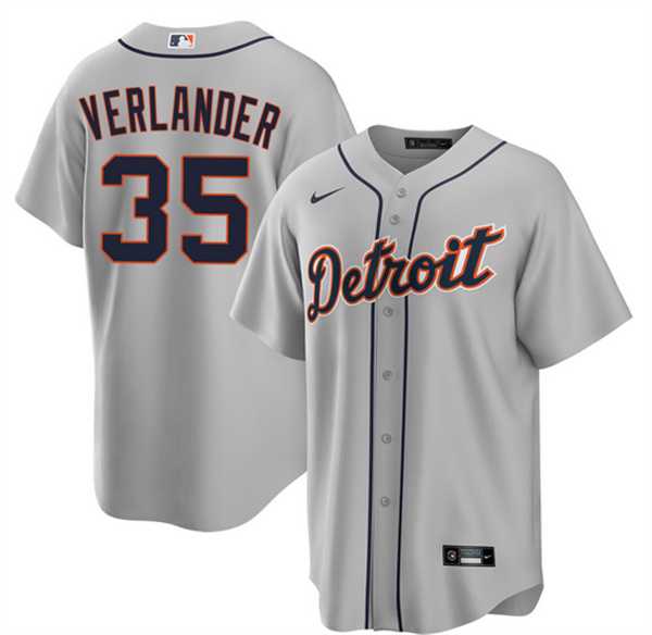 Mens Detroit Tigers #35 Justin Verlander Gray 2026 Road Stitched Jersey Dzhi