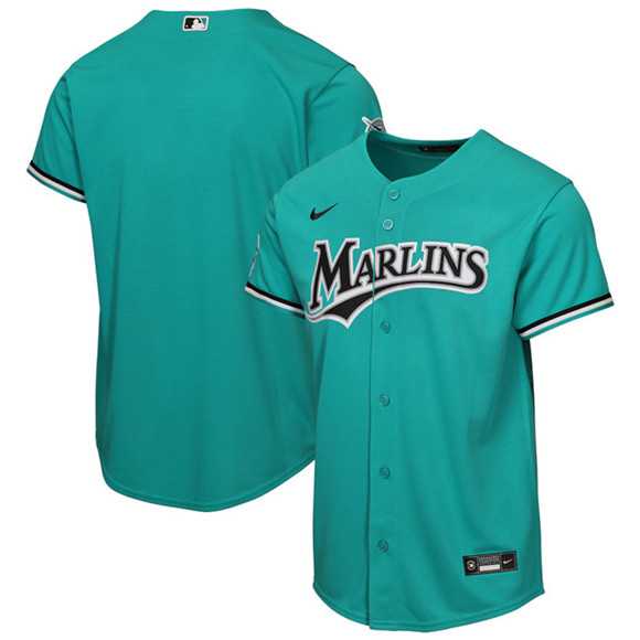 Mens Miami Marlins Blank Teal Alternate Stadium Stitched Jersey Dzhi Dzhi