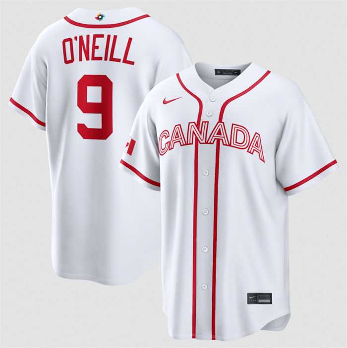 Mens Canada Baseball #9 Tyler ONeill White 2026 World Baseball Classic Home Stadium Stitched Jersey