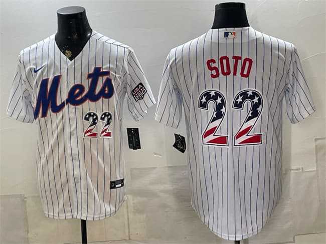 Mens New York Mets #22 Juan Soto White USA 250 Fourth of July Home Stitched Jersey Dzhi