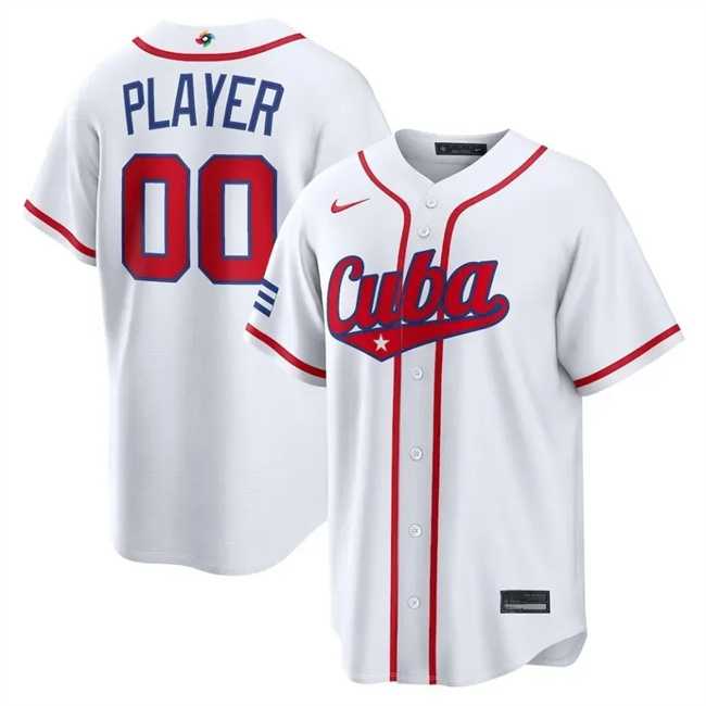 Mens Cuba Baseball ACTIVE PLAYER Custom White 2026 World Baseball Classic Home Stadium Stitched Jersey
