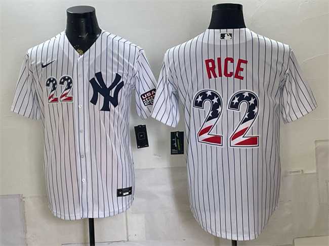 Mens New York Yankees #22 Ben Rice White USA 250 Fourth of July Home Stadium Stitched Jersey Dzhi