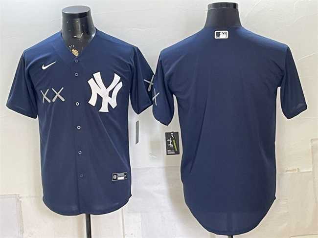 Mens New York Yankees x KAWS Navy Stadium Stitched Jersey Dzhi