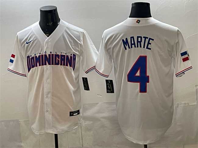 Mens Dominican Republic Baseball #4 Ketel Marte White 2026 World Baseball Classic Home Stadium Stitched Jerseys