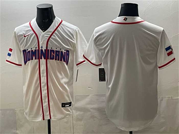Mens Dominican Republic Baseball Blank White 2026 World Baseball Classic Home Stadium Stitched Jersey