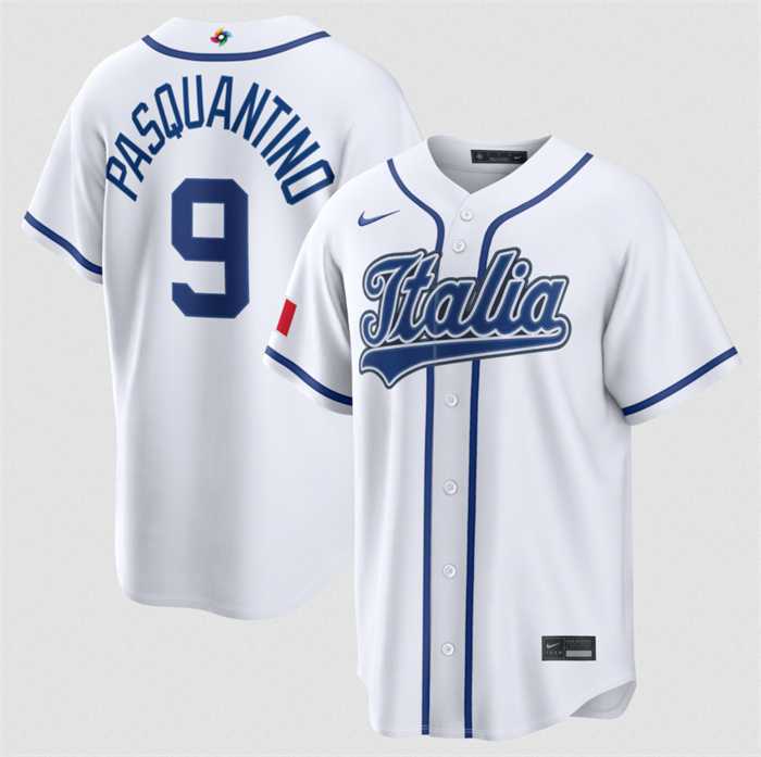 Mens Italy Baseball #9 Vinnie Pasquantino 2026 World Baseball Classic Home Stadium Stitched Jersey
